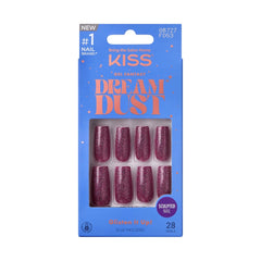 Uñas falsas KISS Dreamdust largas y cuadradas con brillo para estilo glamoroso