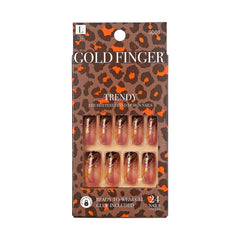KISS Goldfinger gel glam, uñas pegables marrón glitter, acabado elegante