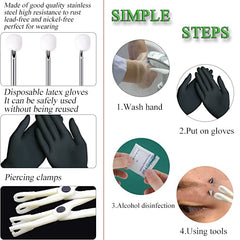 Kit de perforación corporal con guantes para higiene durante la aplicación