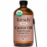 Kitsch Aceite de ricino orgánico en botella de vidrio para el cuidado del cabello