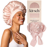 Gorro satinado extragrande para dormir de Kitsch con ajuste seguro protege rizos durante la noche