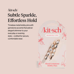 Pinzas para cabello Kitsch con cristal blanco, añade elegancia y sujeción duradera.