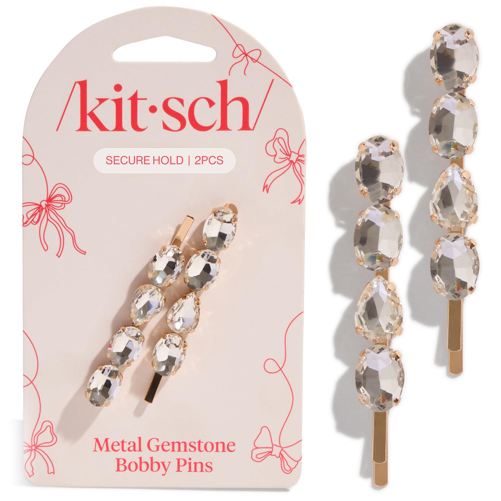 Pinzas Kitsch con piedras cristal blanco para un glamour inmediato y sujeción suave.