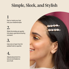 Pinzas de cabello Kitsch con brillo blanco, uso diario con estilo.
