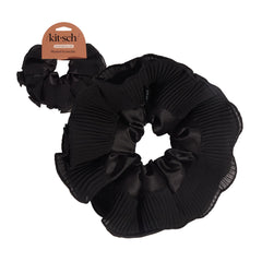 Kitsch coletero plisado negro, sin pliegues, para un peinado suave y elegante.