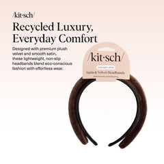 Kitsch diademas de terciopelo y satén marrón, estilo elegante para cualquier atuendo