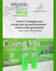 Kleravitex Mystic Vital Ampollas: detalle de biotina y tocoferol para la nutrición capilar.