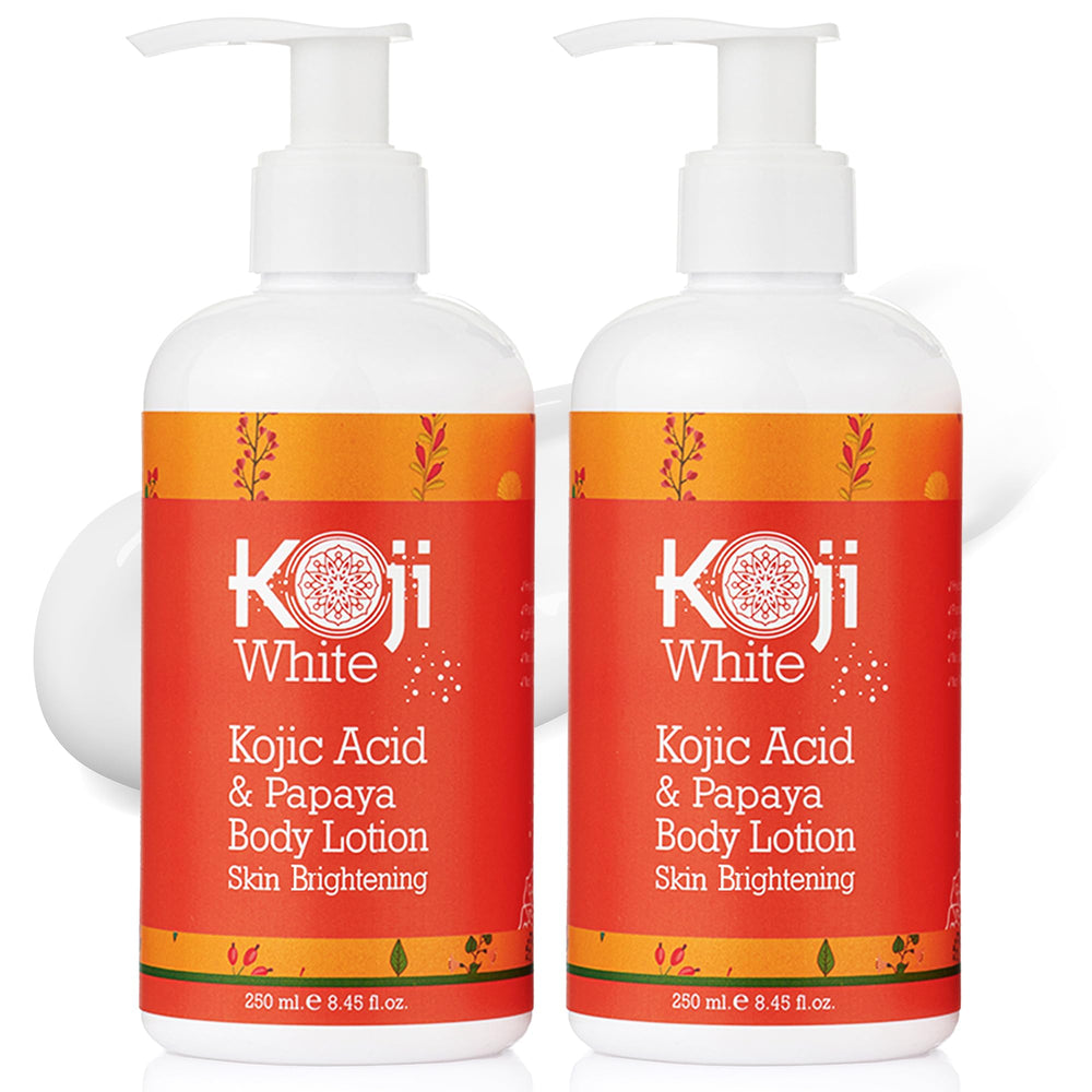 Koji White crema corporal con bomba para aplicación suave y rápida.