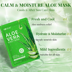 KONEUK Mascarilla Aloe Vera para uso tras sol, alivio suave.