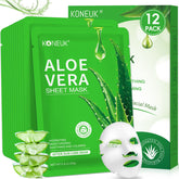 KONEUK Mascarillas Aloe Vera 12-pack, conjunto completo para hidratar la piel.