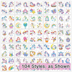 Kopokita tatuajes unicornio, aplicación fácil, para entretenimiento rápido en eventos escolares.