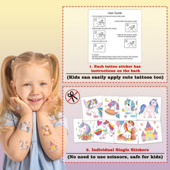 Kopokita tatuajes temporales unicornio, resistentes al agua, para actividades en piscina.