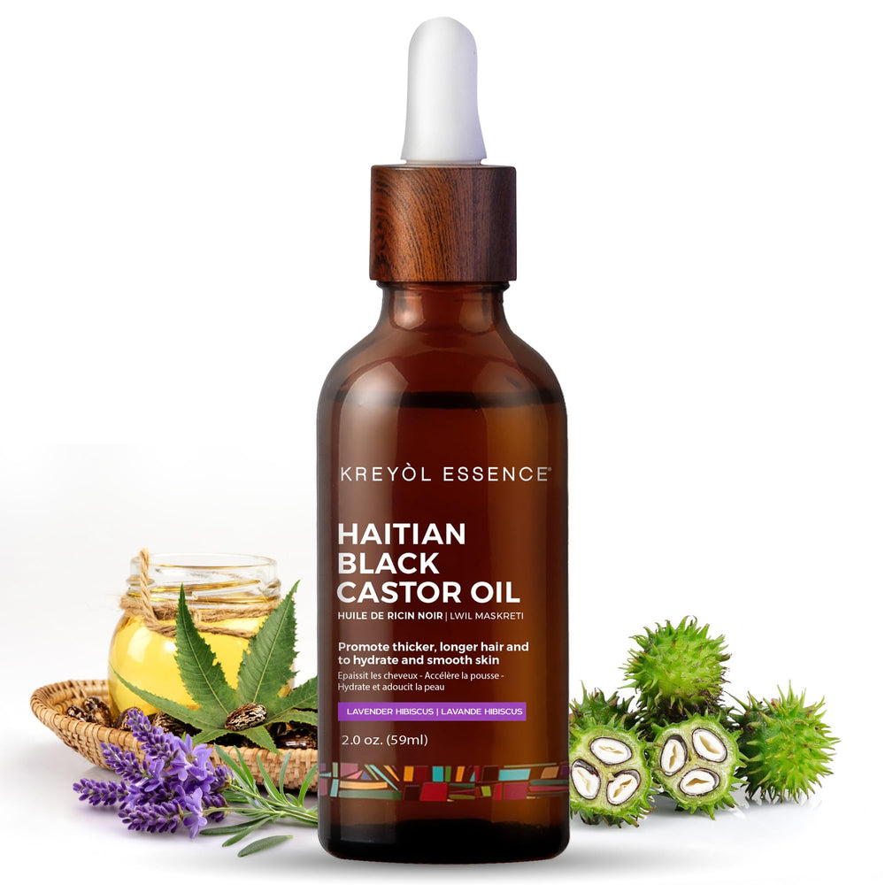 Kreyol Essence Aceite Negro de Ricino Haitiano, botella de cristal para uso diario