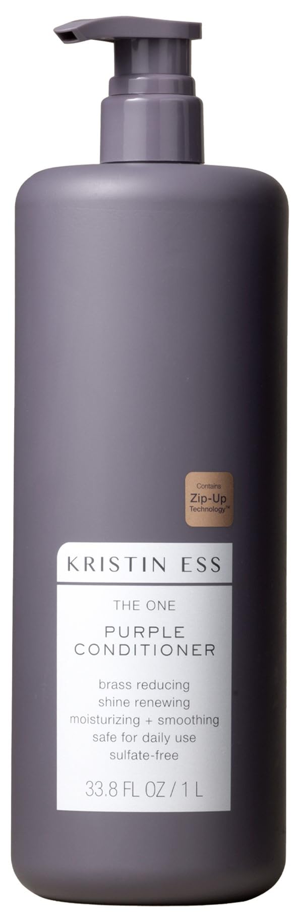 Kristin Ess The One Purple Conditioner, envase grande, neutraliza tonos cobrizos no deseados en rubios.