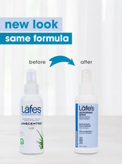 Lafe's fórmula natural sin toxinas en desodorante spray para piel sensible.