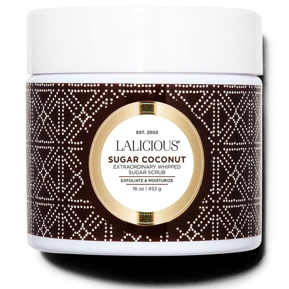 LaLicious exfoliante de azúcar de coco en tarro, exfolia suavemente la piel.