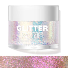LANGMANNI Glitter rostro brillo holográfico rosado ideal para looks festivos.