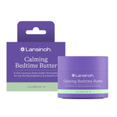 Lansinoh Magnesium Bedtime Butter envase en mano, crema suave para piel sensible