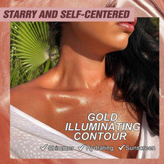Piel iluminada por Lezero Rose Gold con brillo sutil y natural.