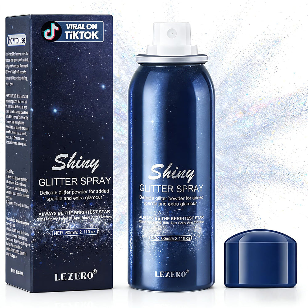 Lezero spray brillo rostro y cuerpo para looks festivos y duraderos.