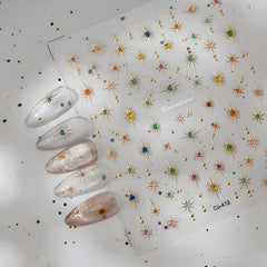 LIDUNANWU pegatinas estrella 5D doradas para uñas, brillo duradero