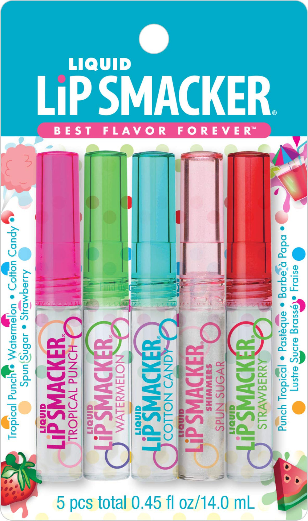 Lip Smacker Paquete de Amistad brillo labial líquido, frente del empaque, colores brillantes para looks divertidos.