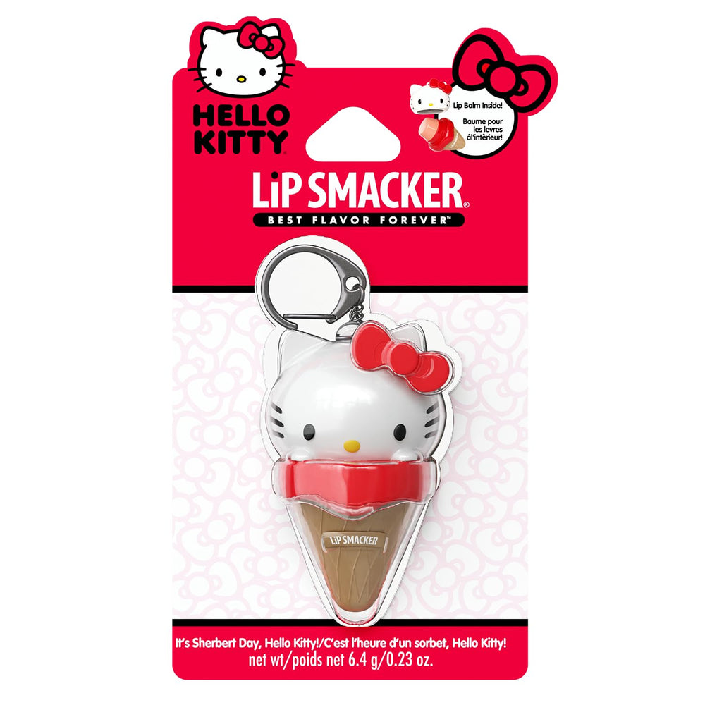 Bálsamo labial Lip Smacker Hello Kitty con cono de helado para hidratación diaria.