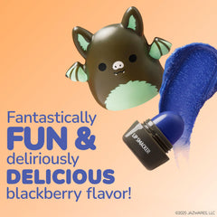 Lip Smacker Squishmallows Aldous, sabor mora negra, experiencia de fragancia atractiva.
