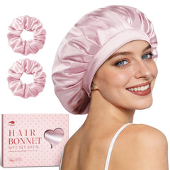 LitBear bonete satin para dormir, enfoque doble capa, suavidad que cuida el cabello.