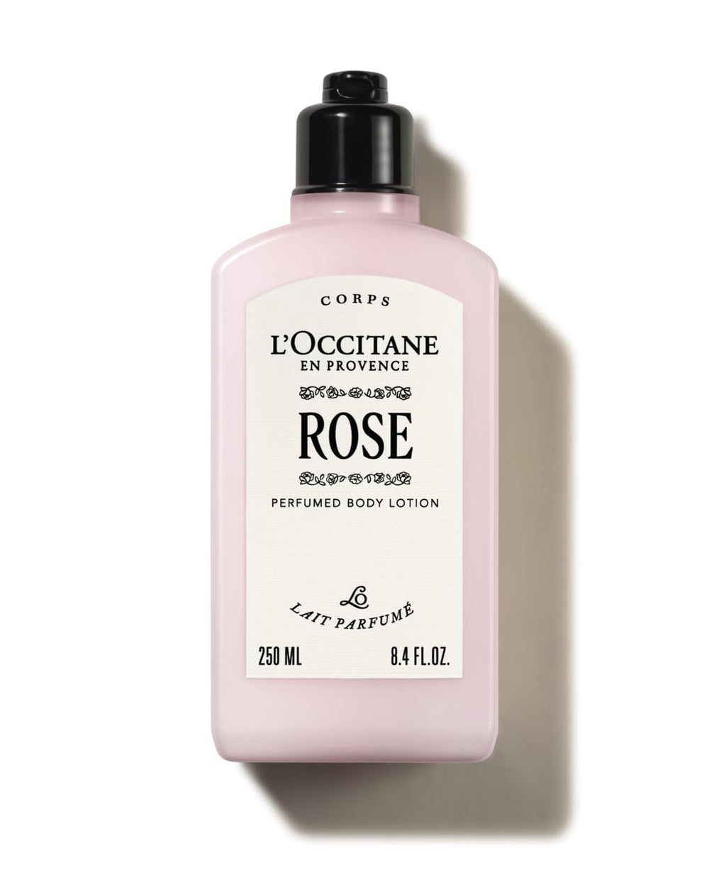 L'Occitane Rose crema cuerpo en botella con hidratación suave para piel seca.