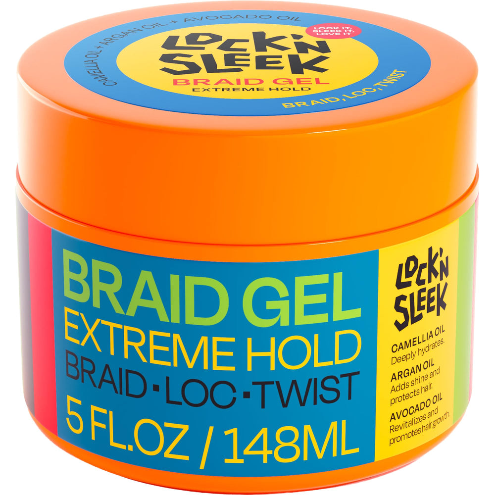 Lock'N Sleek gel en botella para fijar trenzas con acabado suave