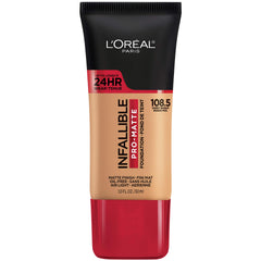 L’Oréal Paris Infallible Pro-Matte Foundation en botella con acabado duradero.