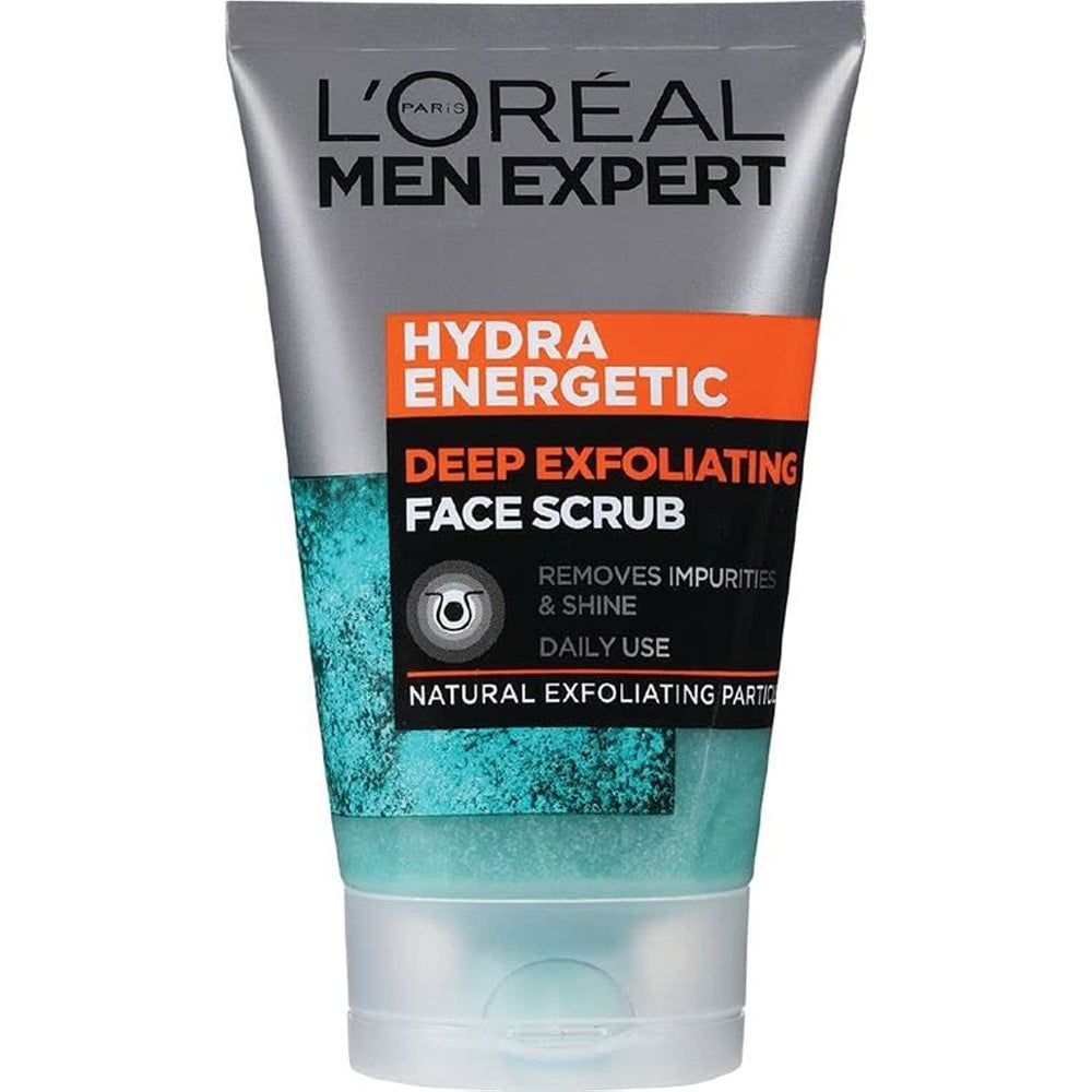 L'Oreal Paris Men Expert Exfoliante rostro en bote purifica y refresca la piel.