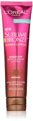 L'Oréal Paris Sublime Bronze Summer Express: botella y aplicación para bronceado sin rayas.