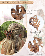 Lourny horquilla lazo leopardo marrón claro, ideal para peinados casuales y duraderos.