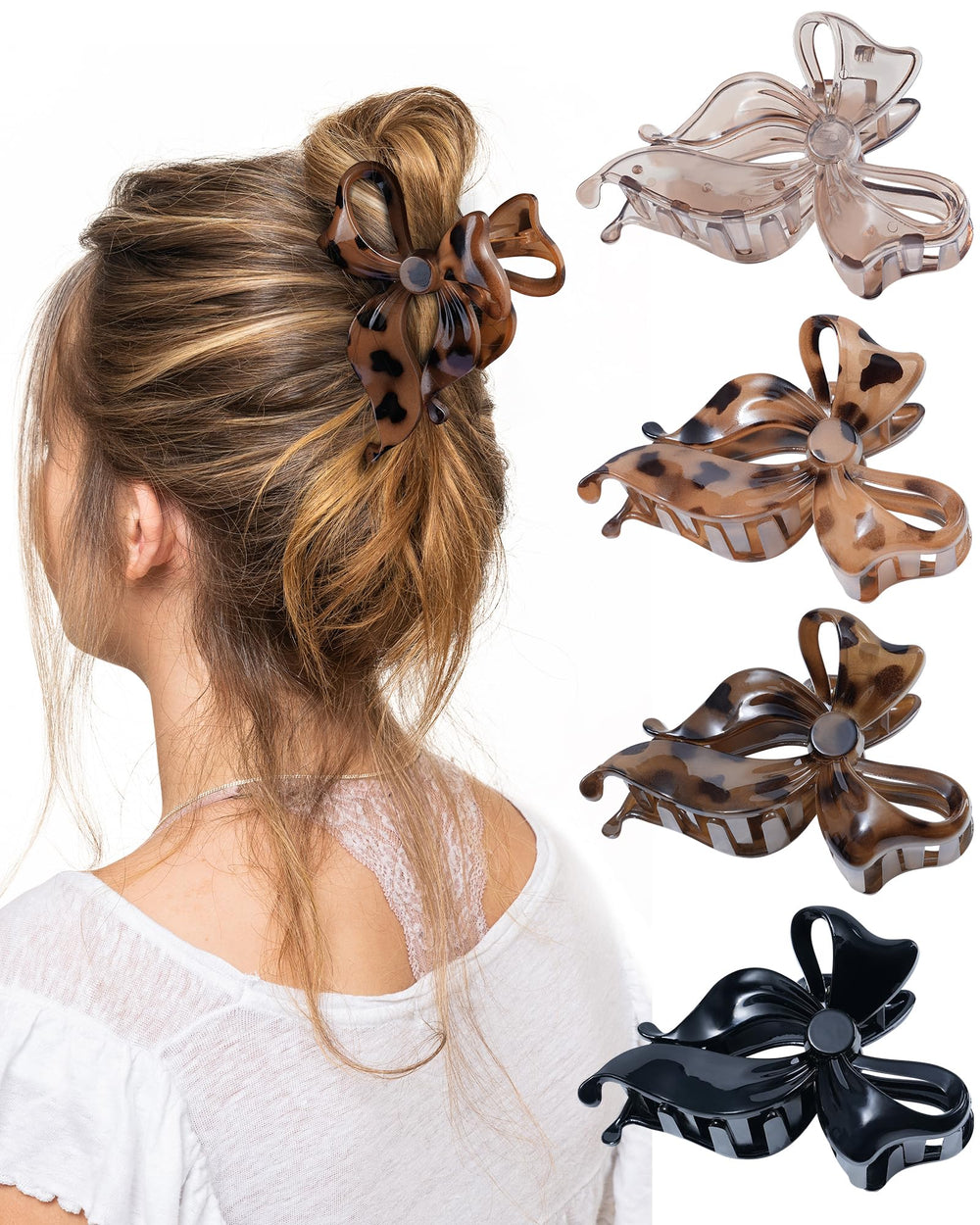 Lourny horquilla lazo negro, sujeción estable para cabello fino o grueso durante todo el día.