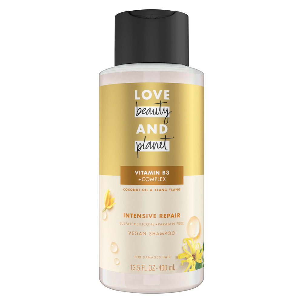 Champú Love Beauty and Planet reparacion intensiva en botella para cabello dañado