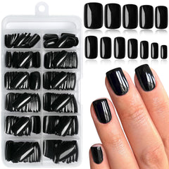 LoveOurHome uñas pegables negras 240 piezas para manicura rápida y duradera.