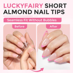 Luckyfairy Diseño media cobertura para uñas más naturales y fuertes
