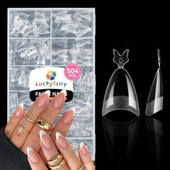 Luckyfairy puntas uñas almendra 504piezas: instalación rápida y aspecto natural