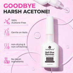 Envase de Luckyfairy Remover de 15 ml, diseño compacto para viaje.