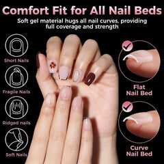 Luckyfairy tips uñas corto coffin claridad translúcida facilita ver cada detalle