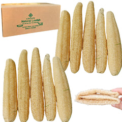 LUFAFY loofah natural en empaque plano para ducha suave y ecológica.