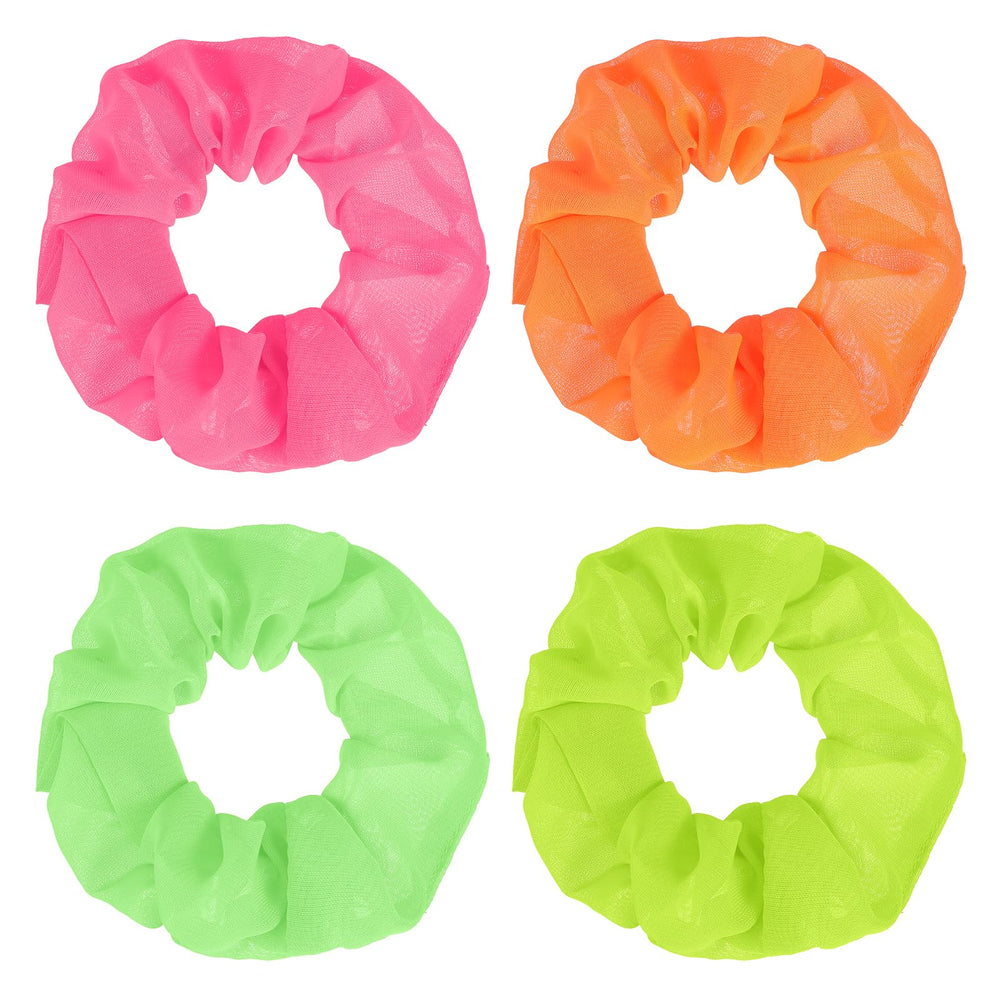 Gomas Mabor Neon Scrunchies en rosa para peinados con toque vibrante.