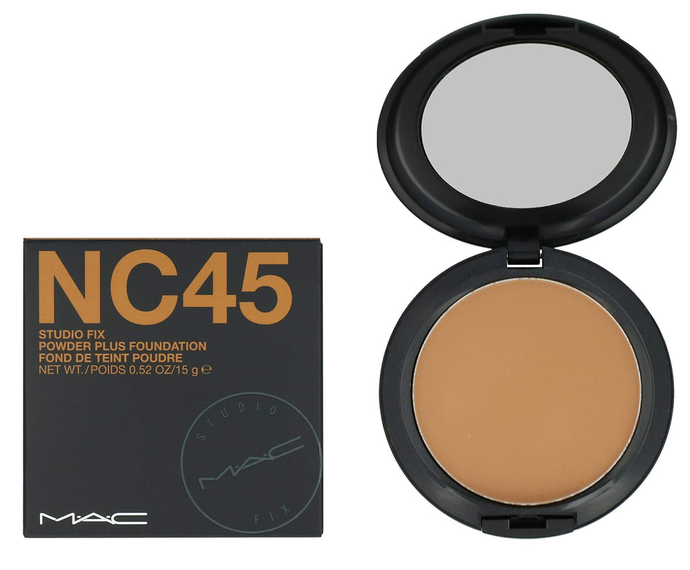 MAC Studio Fix Polvo Base NC45 15 g – compacto con acabado mate para piel suave.