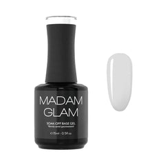 Madam Glam Rubber Base transparente en botella, base flexible para uñas sanas