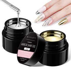 Makartt Chrome Gel Espejo Plateado para uñas con acabado reflectante.