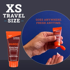 Aplicación en axilas con textura suave y rápida absorción de Mando.