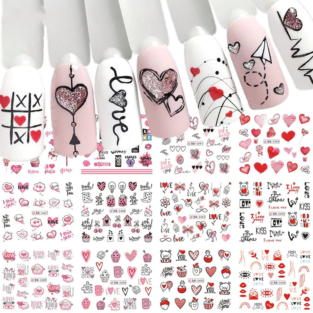 Mangoit Valentines: corazones y letras para decorar uñas con estilo romántico.