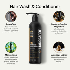 MANSCAPED ingredientes algas marinas y coco ofrecen nutrición ligera para el cabello.